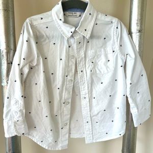 Rachel Zoe x Janie & Jack White Palm Tree Print Button-down - Size 2T